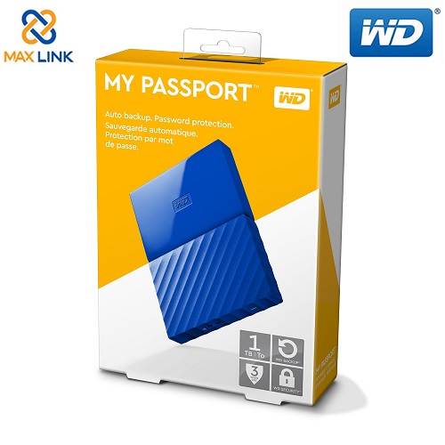Ổ cứng WD My Passport - 2.5" USB 3.0 1TB (Portable Drives) blue WDBYNN0010BBL-WESN Ổ cứng WD My Passport - 2.5" USB 3.0 1TB (Portable Drives) blue WDBYNN0010BBL-WESN