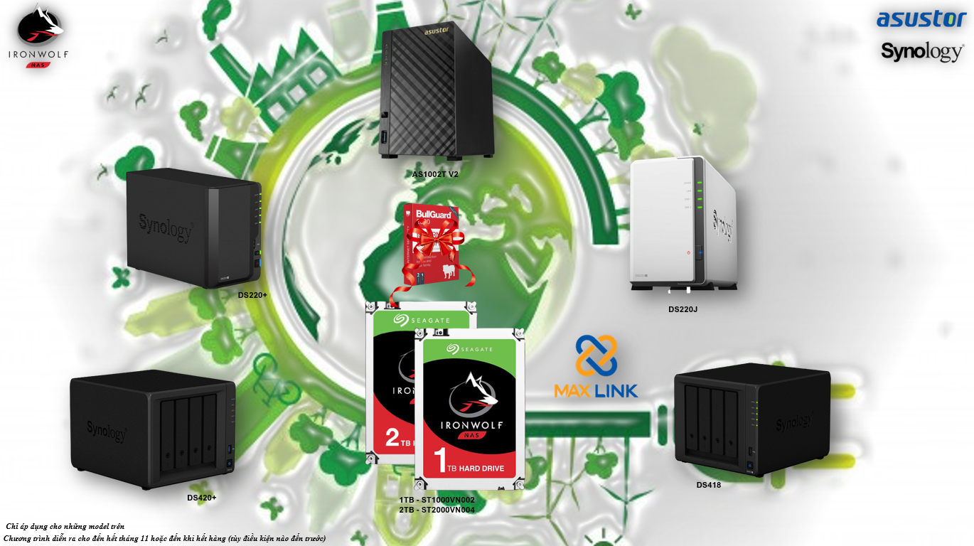 mua combo thiết bị lưu trữ mạng NAS + ổ cứng HDD seagate sẽ được tặng một phần mềm diệt virus BullGuard trị giá 299.000 VND. mua combo thiết bị lưu trữ mạng NAS + ổ cứng HDD seagate sẽ được tặng một phần mềm diệt virus BullGuard trị giá 299.000 VND.