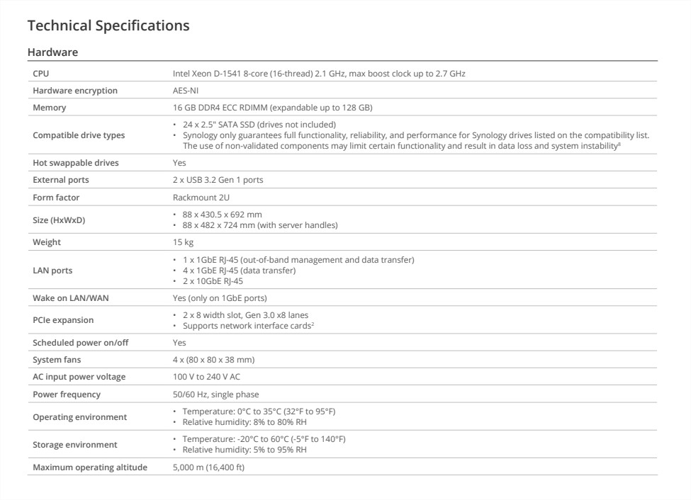 Thiết bị lưu trữ mạng NAS Synology FS3410 Thiết bị lưu trữ mạng NAS Synology FS3410