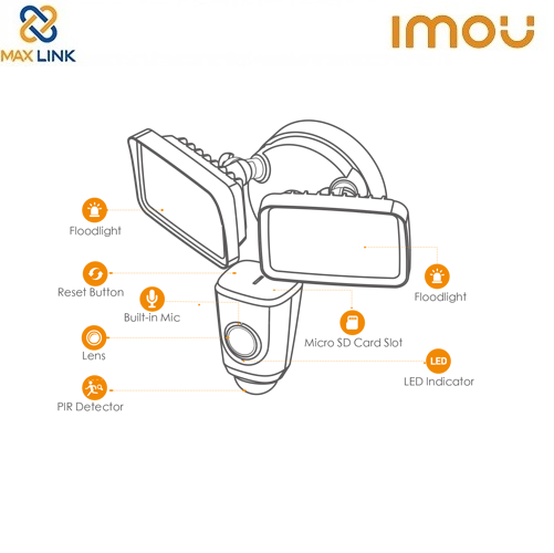 Camera wifi ngoài trời 2MP DAHUA IMOU Floodlight Cam IPC-L26P Camera wifi ngoài trời 2MP DAHUA IMOU Floodlight Cam IPC-L26P