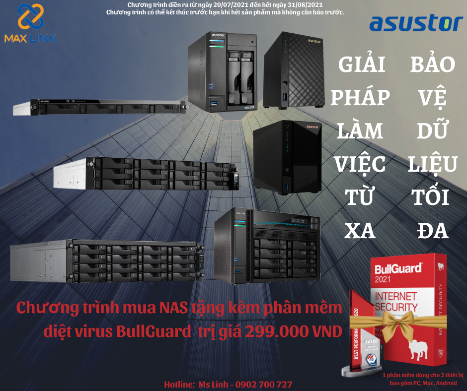 CHƯƠNG TRÌNH MUA NAS ASUSTOR TẶNG PHẦN MỀM DIỆT VIRUS BULLGUARD TRỊ GIÁ 299.000 VND CHƯƠNG TRÌNH MUA NAS ASUSTOR TẶNG PHẦN MỀM DIỆT VIRUS BULLGUARD TRỊ GIÁ 299.000 VND