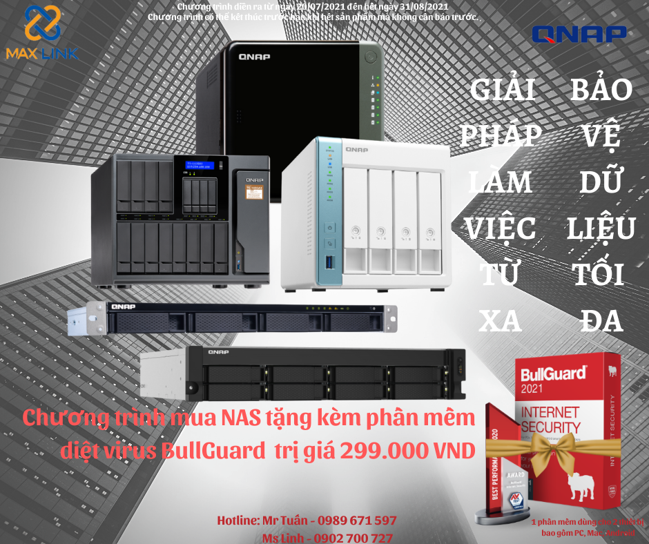 CHƯƠNG TRÌNH MUA NAS QNAP TẶNG PHẦN MỀM DIỆT VIRUS BULLGUARD TRỊ GIÁ 299.000 VND CHƯƠNG TRÌNH MUA NAS QNAP TẶNG PHẦN MỀM DIỆT VIRUS BULLGUARD TRỊ GIÁ 299.000 VND