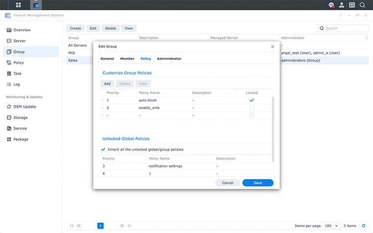 Hệ thống quản lý trung tâm Synology Hệ thống quản lý trung tâm Synology