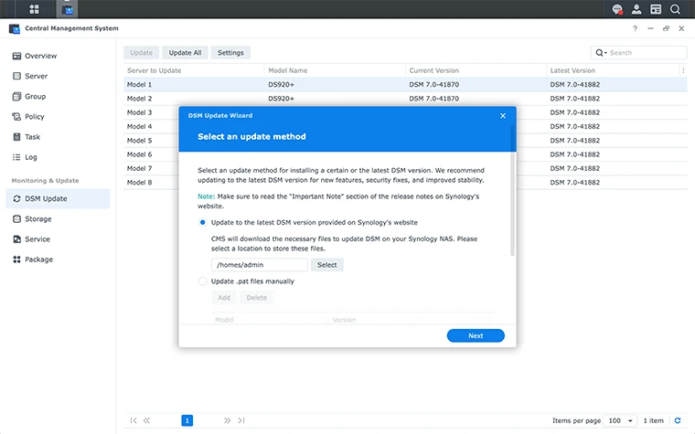 Hệ thống quản lý trung tâm Synology Hệ thống quản lý trung tâm Synology