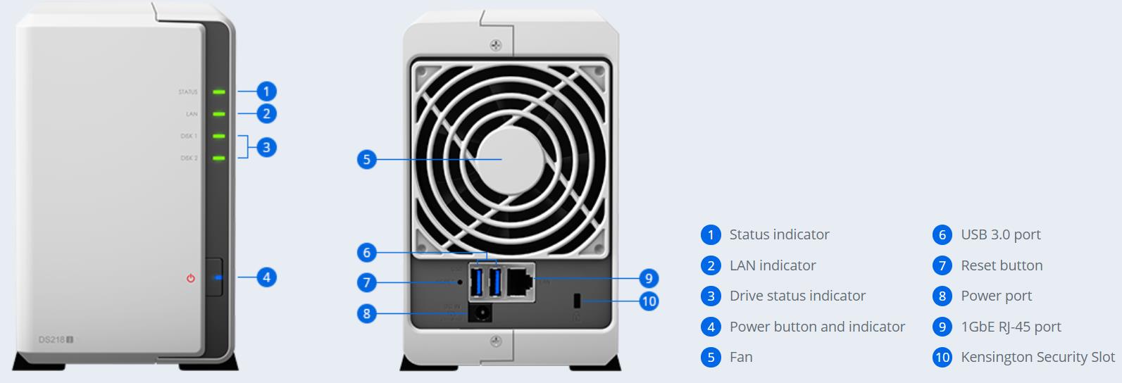 Thiết bị lưu trữ mạng Synology NAS DS218J Thiết bị lưu trữ mạng Synology NAS DS218J