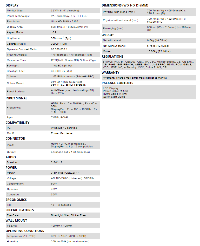 Màn hình máy tính LCD ViewSonic VX3211-4K-MHD/32” Monitor Màn hình máy tính LCD ViewSonic VX3211-4K-MHD/32” Monitor