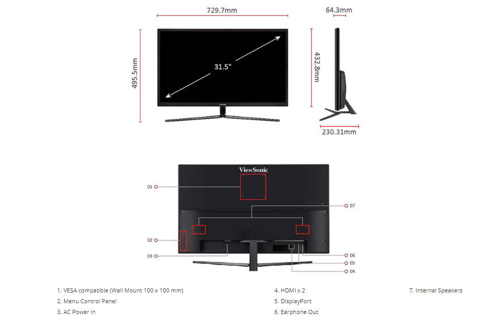 Màn hình máy tính LCD ViewSonic VX3211-4K-MHD/32” Monitor Màn hình máy tính LCD ViewSonic VX3211-4K-MHD/32” Monitor