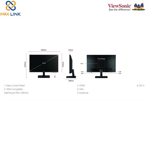 Màn hình máy tính ViewSonic 24 inch LCD MONITOR VA2406-H-2 Màn hình máy tính ViewSonic 24 inch LCD MONITOR VA2406-H-2