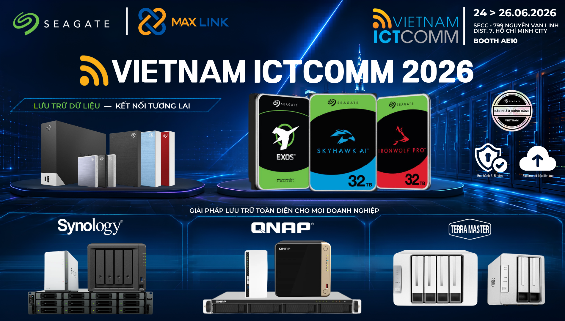 MaxLink & Seagate đồng hành tại VietNam ICTComm 2026: Giải pháp lưu trữ dữ liệu toàn diện cho doanh nghiệp MaxLink & Seagate đồng hành tại VietNam ICTComm 2026: Giải pháp lưu trữ dữ liệu toàn diện cho doanh nghiệp