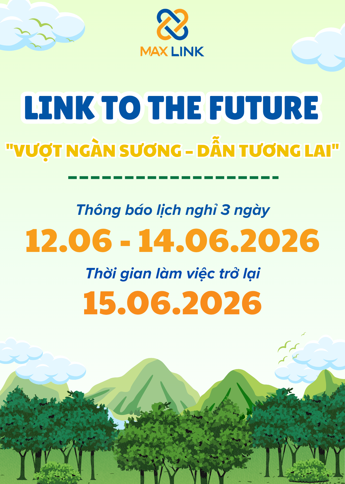 MaxLink Thông Báo Lịch Nghỉ Teambuilding 2026 MaxLink Thông Báo Lịch Nghỉ Teambuilding 2026
