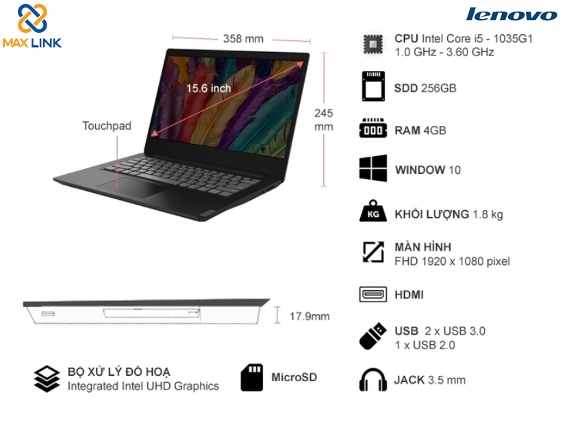Máy tính laptop Lenovo ideapad S145-15IWL i5-1035G1 81W8001YVN Máy tính laptop Lenovo ideapad S145-15IWL i5-1035G1 81W8001YVN