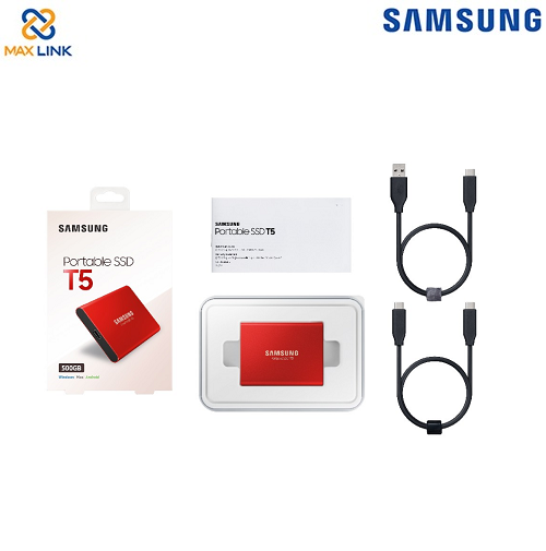 Ổ cứng SAMSUNG SSD T5 PORTABLE 500GB MU-PA500R/WW Red Ổ cứng SAMSUNG SSD T5 PORTABLE 500GB MU-PA500R/WW Red