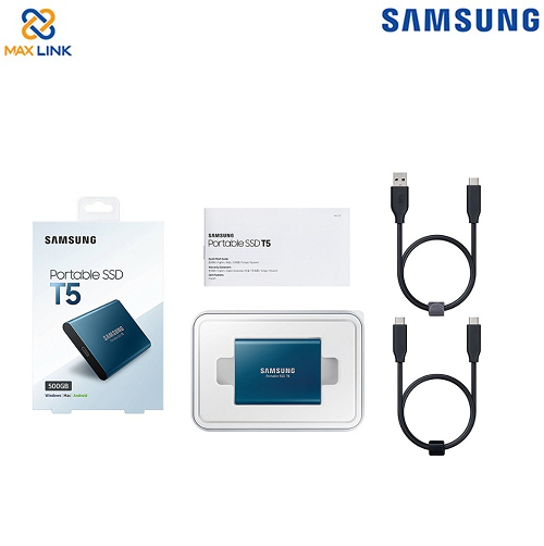 Ổ cứng SAMSUNG SSD T5 PORTABLE 500GB MU-PA500B/WW Blue Ổ cứng SAMSUNG SSD T5 PORTABLE 500GB MU-PA500B/WW Blue