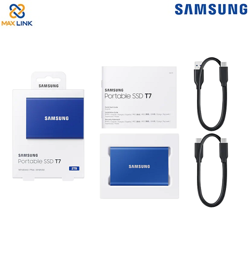 Ổ cứng SSD SAMSUNG T7 PORTABLE Blue 2TB MU-PC2T0H/WW Ổ cứng SSD SAMSUNG T7 PORTABLE Blue 2TB MU-PC2T0H/WW