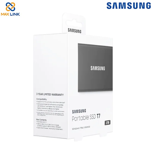 Ổ cứng SSD SAMSUNG T7 PORTABLE Gray 2TB MU-PC2T0TWW Ổ cứng SSD SAMSUNG T7 PORTABLE Gray 2TB MU-PC2T0TWW