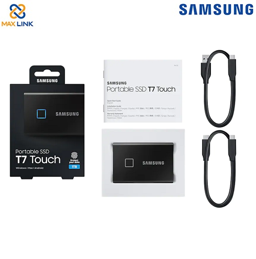 Ổ cứng SSD SAMSUNG T7 TOUCH PORTABLE Black 1TB MU-PC1T0K/WW Ổ cứng SSD SAMSUNG T7 TOUCH PORTABLE Black 1TB MU-PC1T0K/WW