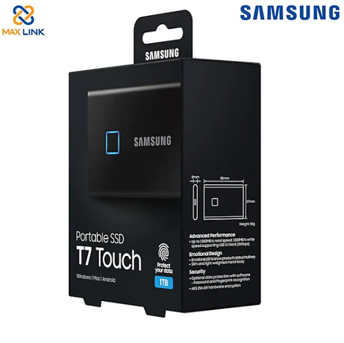 Ổ cứng SSD SAMSUNG T7 TOUCH PORTABLE Black 1TB MU-PC1T0K/WW Ổ cứng SSD SAMSUNG T7 TOUCH PORTABLE Black 1TB MU-PC1T0K/WW