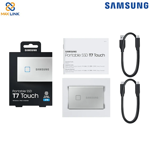Ổ cứng SSD SAMSUNG T7 TOUCH PORTABLE Silver 2TB MU-PC2T0S/WW Ổ cứng SSD SAMSUNG T7 TOUCH PORTABLE Silver 2TB MU-PC2T0S/WW