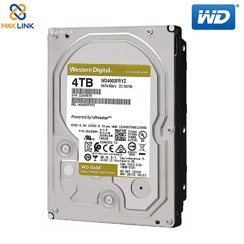 Ổ cứng WD HDD Gold 4TB 3.5" SATA 3/ 256MB Cache/ 7200RPM WD4003FRYZ Ổ cứng WD HDD Gold 4TB 3.5" SATA 3/ 256MB Cache/ 7200RPM WD4003FRYZ
