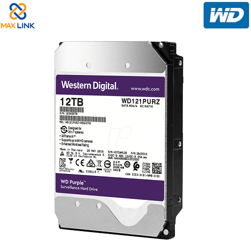 Ổ cứng WD HDD Purple™ 12TB (Camera) WD121PURZ Ổ cứng WD HDD Purple™ 12TB (Camera) WD121PURZ