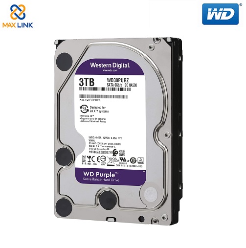 Ổ cứng WD HDD Purple™ 3TB (Camera) WD30PURZ Ổ cứng WD HDD Purple™ 3TB (Camera) WD30PURZ