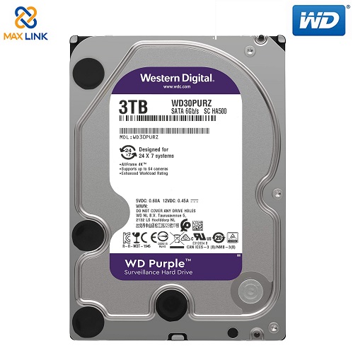 Ổ cứng WD HDD Purple™ 3TB (Camera) WD30PURZ Ổ cứng WD HDD Purple™ 3TB (Camera) WD30PURZ