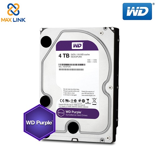 Ổ cứng WD HDD Purple™ 4TB (Camera) WD40PURZ Ổ cứng WD HDD Purple™ 4TB (Camera) WD40PURZ