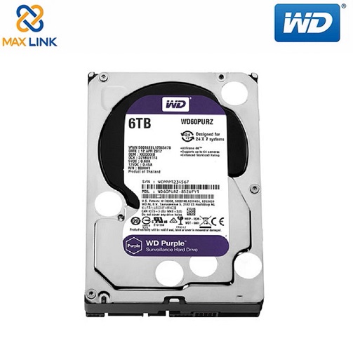 Ổ cứng WD HDD Purple™ 6TB (Camera) WD60PURZ Ổ cứng WD HDD Purple™ 6TB (Camera) WD60PURZ