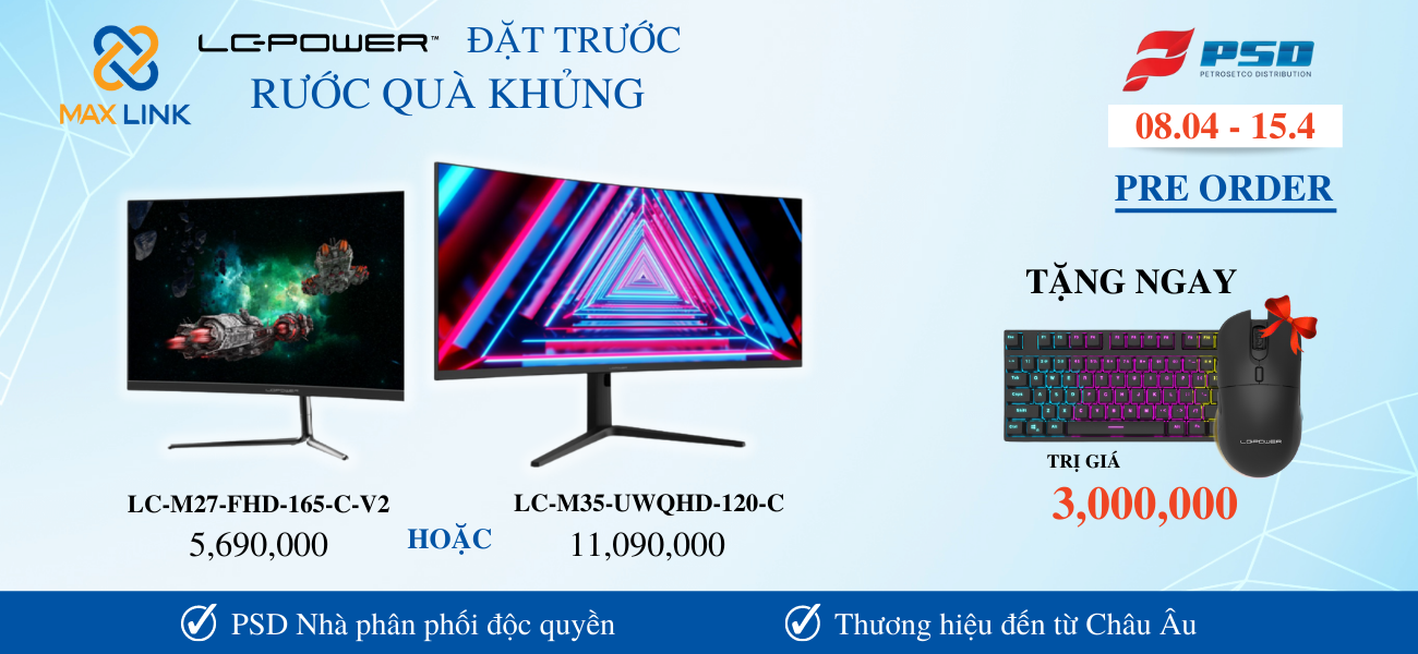 PRE-ORDER MÀN HÌNH LC-POWER - TẶNG BỘ QUÀ TẶNG BÀN PHÍM CHUỘT TRỊ GIÁ 3.000.000 VND PRE-ORDER MÀN HÌNH LC-POWER - TẶNG BỘ QUÀ TẶNG BÀN PHÍM CHUỘT TRỊ GIÁ 3.000.000 VND