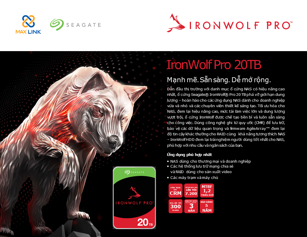 Seagate IronWolf Pro 20TB NAS Internal Hard Drive HDD Seagate IronWolf Pro 20TB NAS Internal Hard Drive HDD