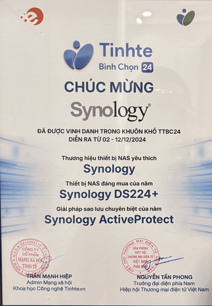 Synology Khẳng Định Vị Thế Tại PC Day 2024 Với Loạt Giải Thưởng Danh Giá Synology Khẳng Định Vị Thế Tại PC Day 2024 Với Loạt Giải Thưởng Danh Giá