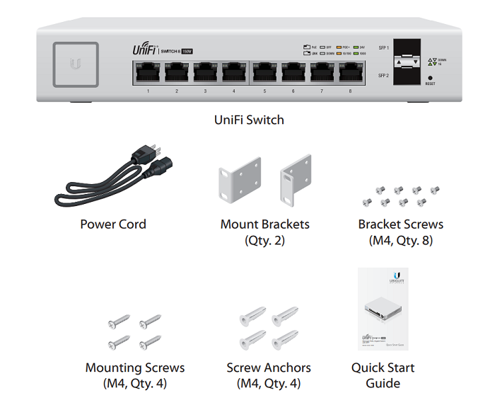 Thiết bị chuyển mạch UniFi Switch US-8-150W Thiết bị chuyển mạch UniFi Switch US-8-150W
