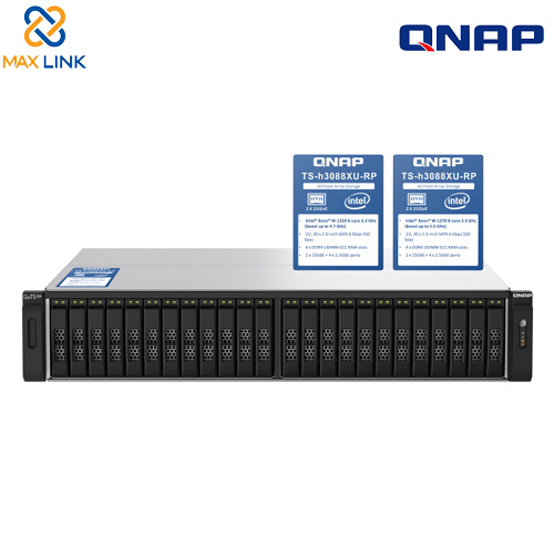 Thiết bị lưu trữ mạng NAS Qnap TS-h3088XU-RP-W1270-64G Thiết bị lưu trữ mạng NAS Qnap TS-h3088XU-RP-W1270-64G