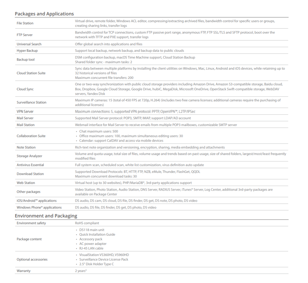 Thiết bị lưu trữ mạng NAS Synology DS118 Thiết bị lưu trữ mạng NAS Synology DS118