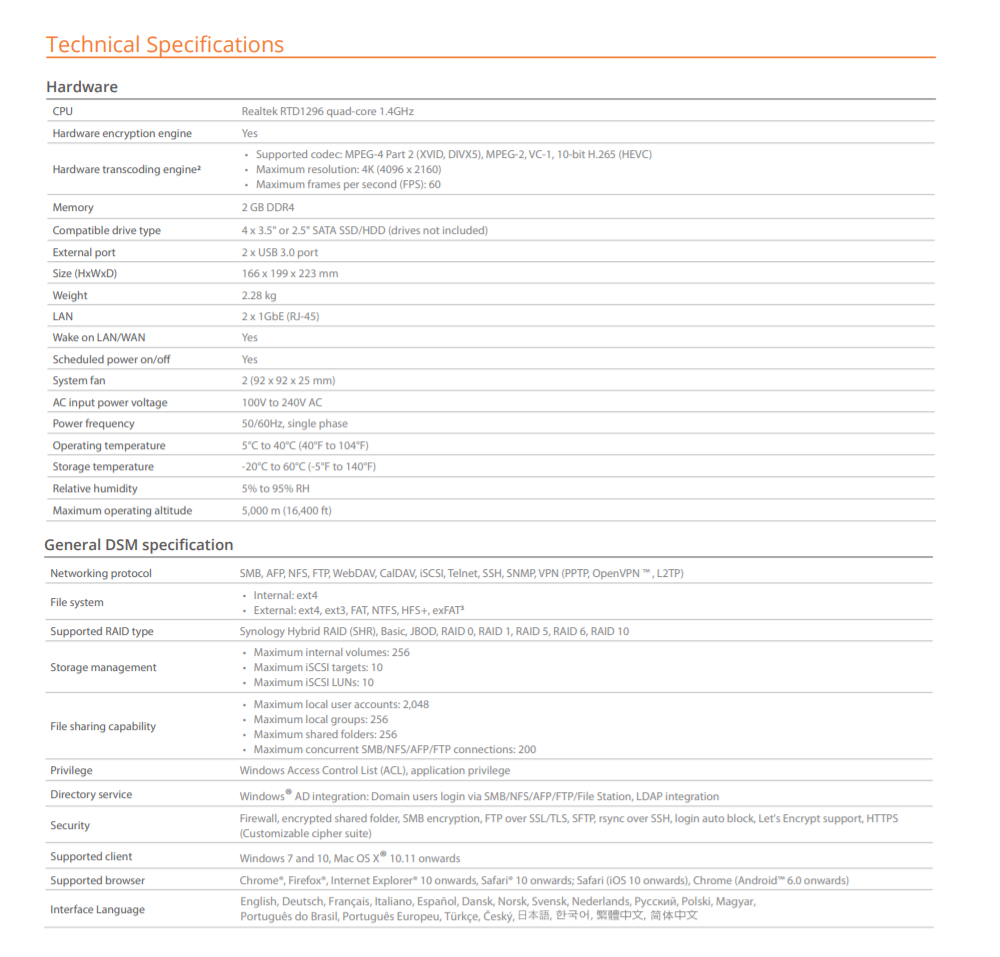Thiết bị lưu trữ mạng NAS Synology DS418 Thiết bị lưu trữ mạng NAS Synology DS418