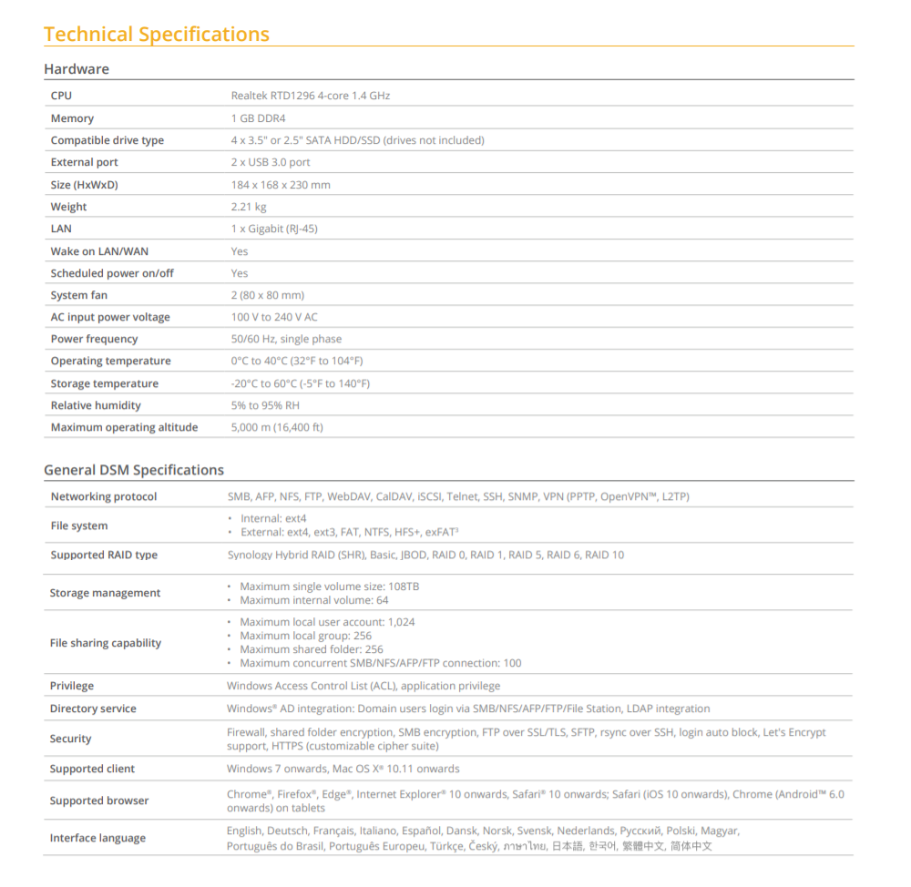 Thiết bị lưu trữ mạng NAS Synology DS420J Thiết bị lưu trữ mạng NAS Synology DS420J