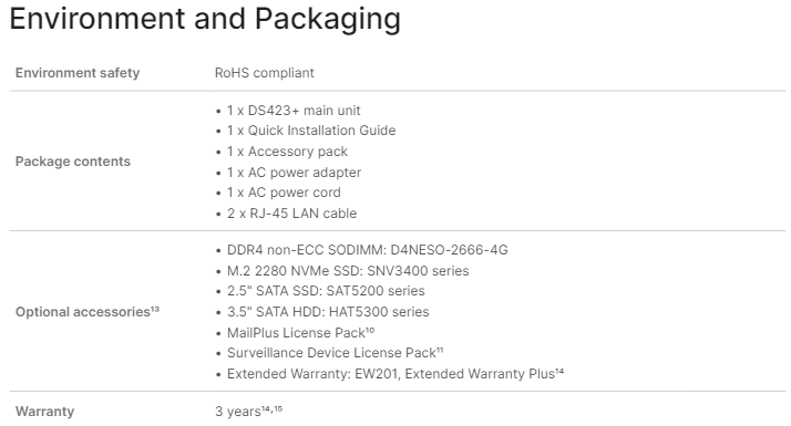 Thiết bị lưu trữ mạng NAS Synology DS423+ Thiết bị lưu trữ mạng NAS Synology DS423+