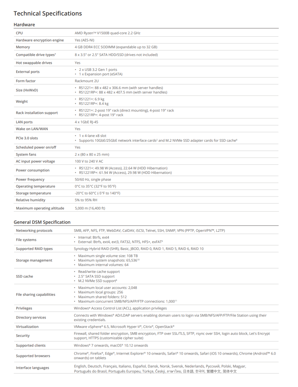Thiết bị lưu trữ mạng NAS Synology RS1221+ Thiết bị lưu trữ mạng NAS Synology RS1221+