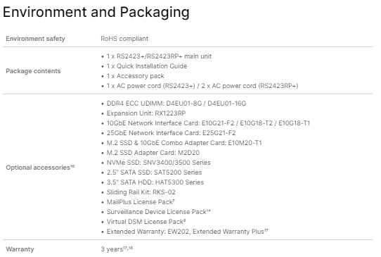Thiết bị lưu trữ mạng NAS Synology RS2423+ Thiết bị lưu trữ mạng NAS Synology RS2423+