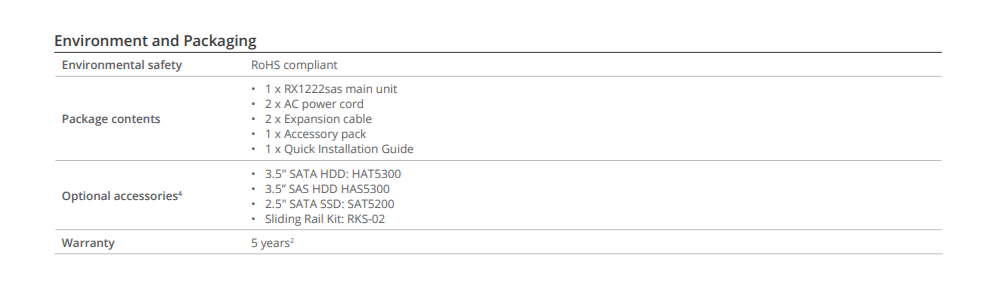 Thiết bị mở rộng NAS Synology RX1222sas Thiết bị mở rộng NAS Synology RX1222sas