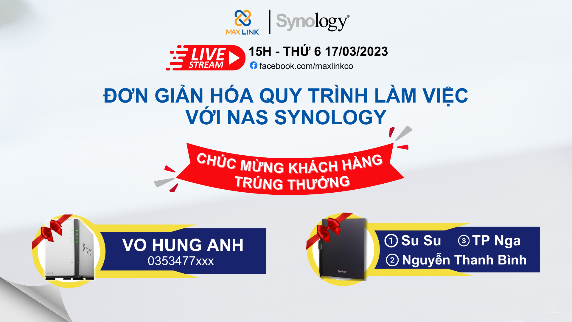 Thông báo kết quả Livestream Đơn giản hóa quy trình làm việc với NAS Synology Thông báo kết quả Livestream Đơn giản hóa quy trình làm việc với NAS Synology