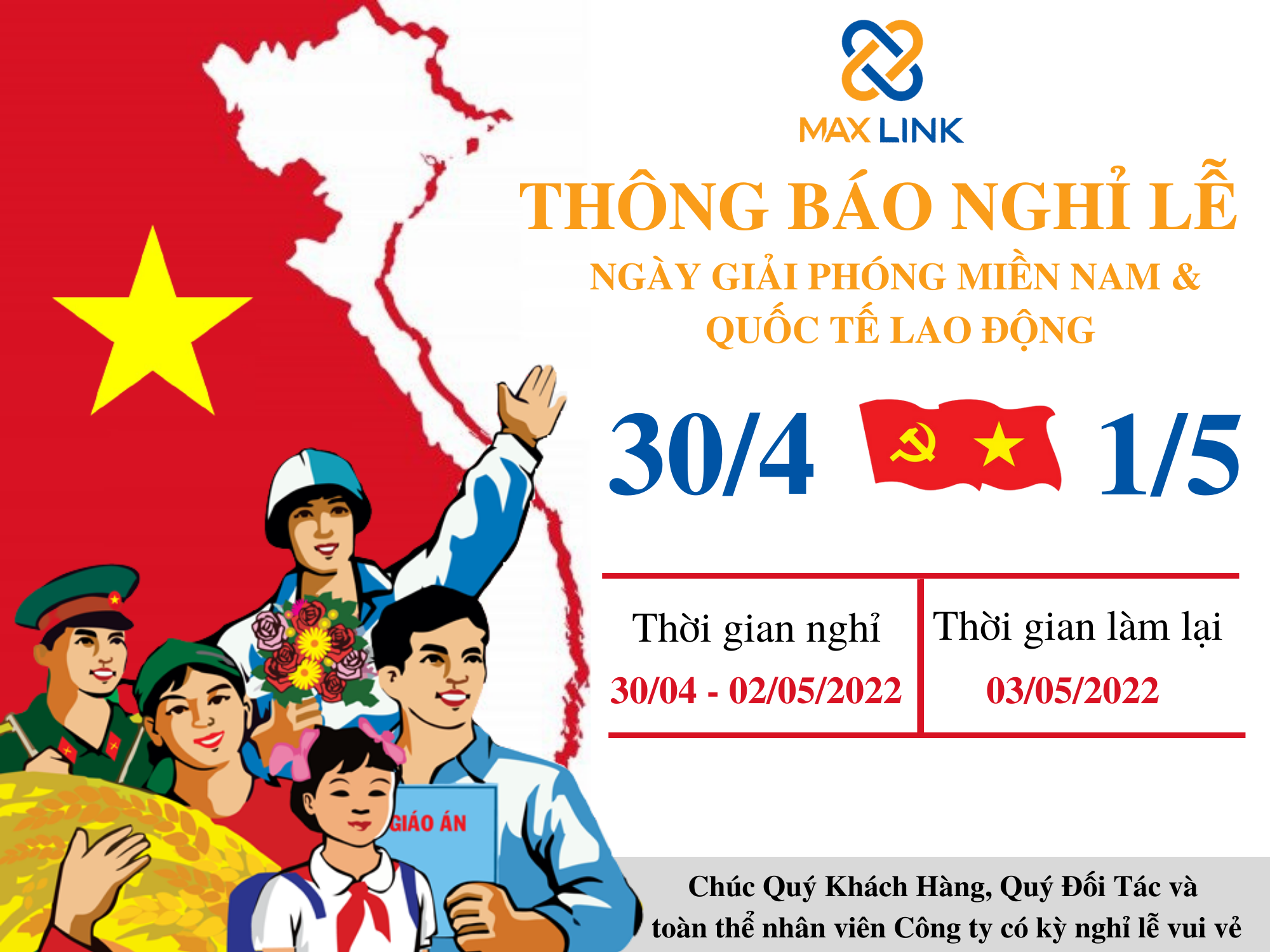 thông báo nghỉ lễ 30/4 và 1/5