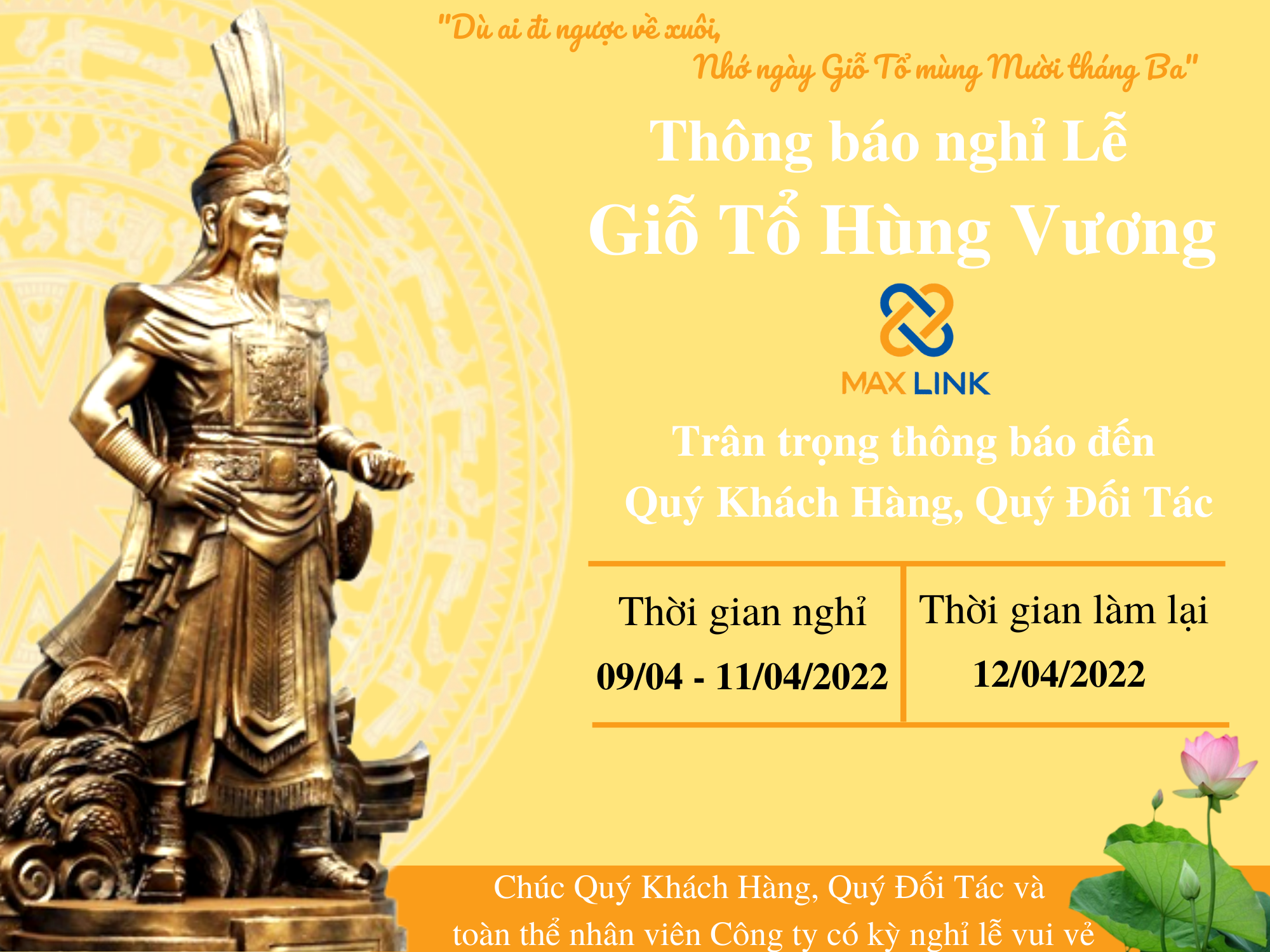 THÔNG BÁO NGHỈ LỄ GIỖ TỔ HÙNG VƯƠNG THÔNG BÁO NGHỈ LỄ GIỖ TỔ HÙNG VƯƠNG