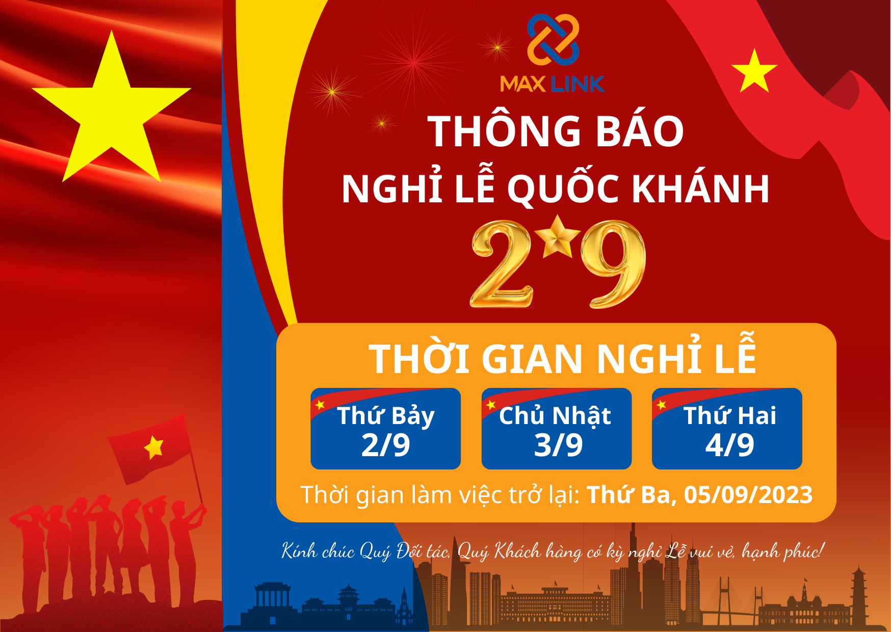 🇻🇳 Thông báo nghỉ Lễ Quốc Khánh 2/9 🇻🇳 Thông báo nghỉ Lễ Quốc Khánh 2/9