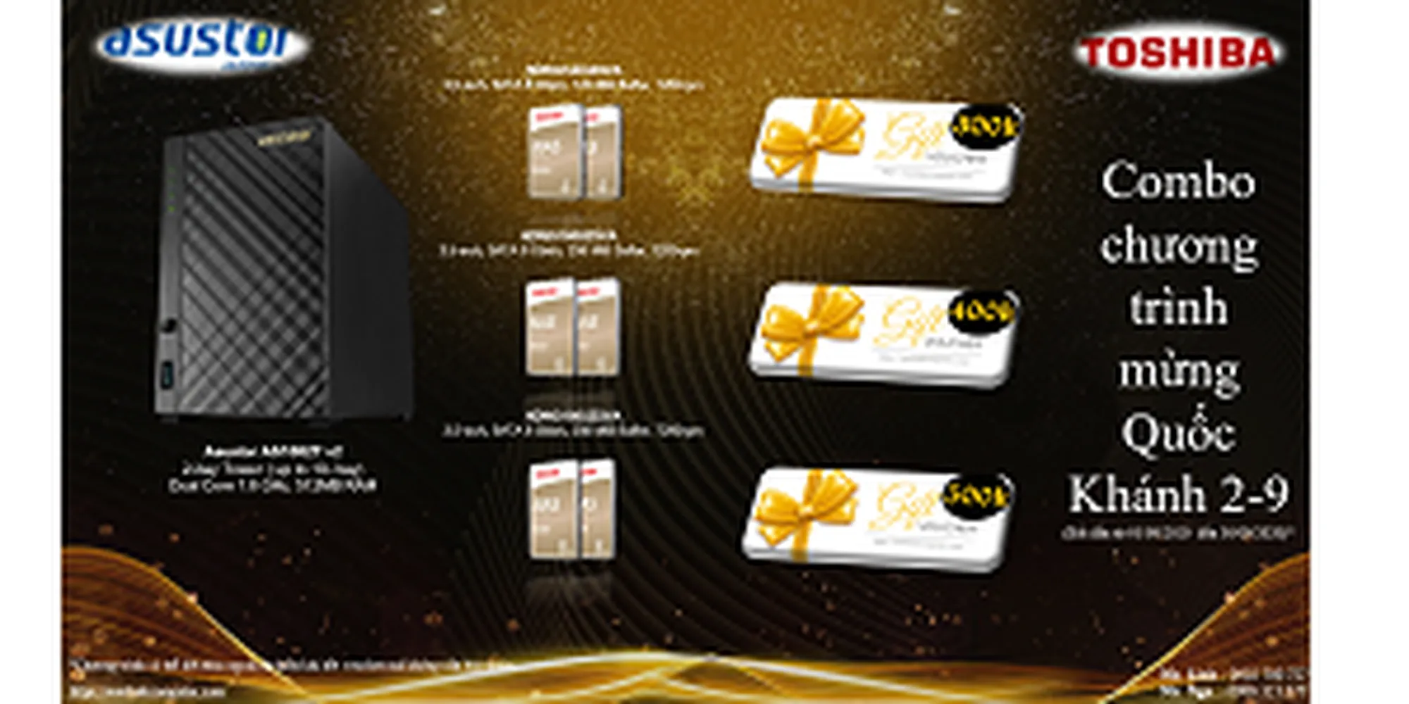 Mua combo Asustor AS1002T v2 & 2 ổ cứng Toshiba tặng Voucher hấp dẫn