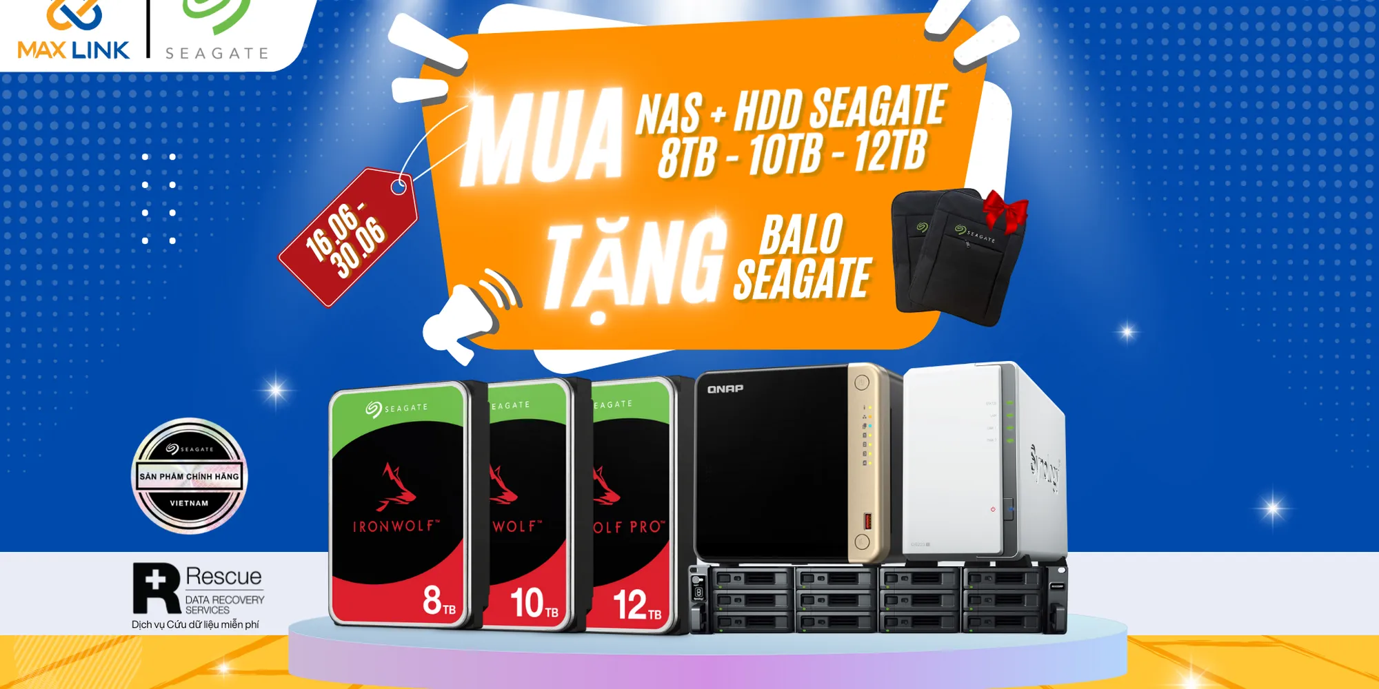 Chương trình “Hè Sôi Động 2024” - Mua Combo NAS + 4 Ổ Cứng Seagate IronWolf/ IronWolf Pro Nhận Ngay Balo Seagate