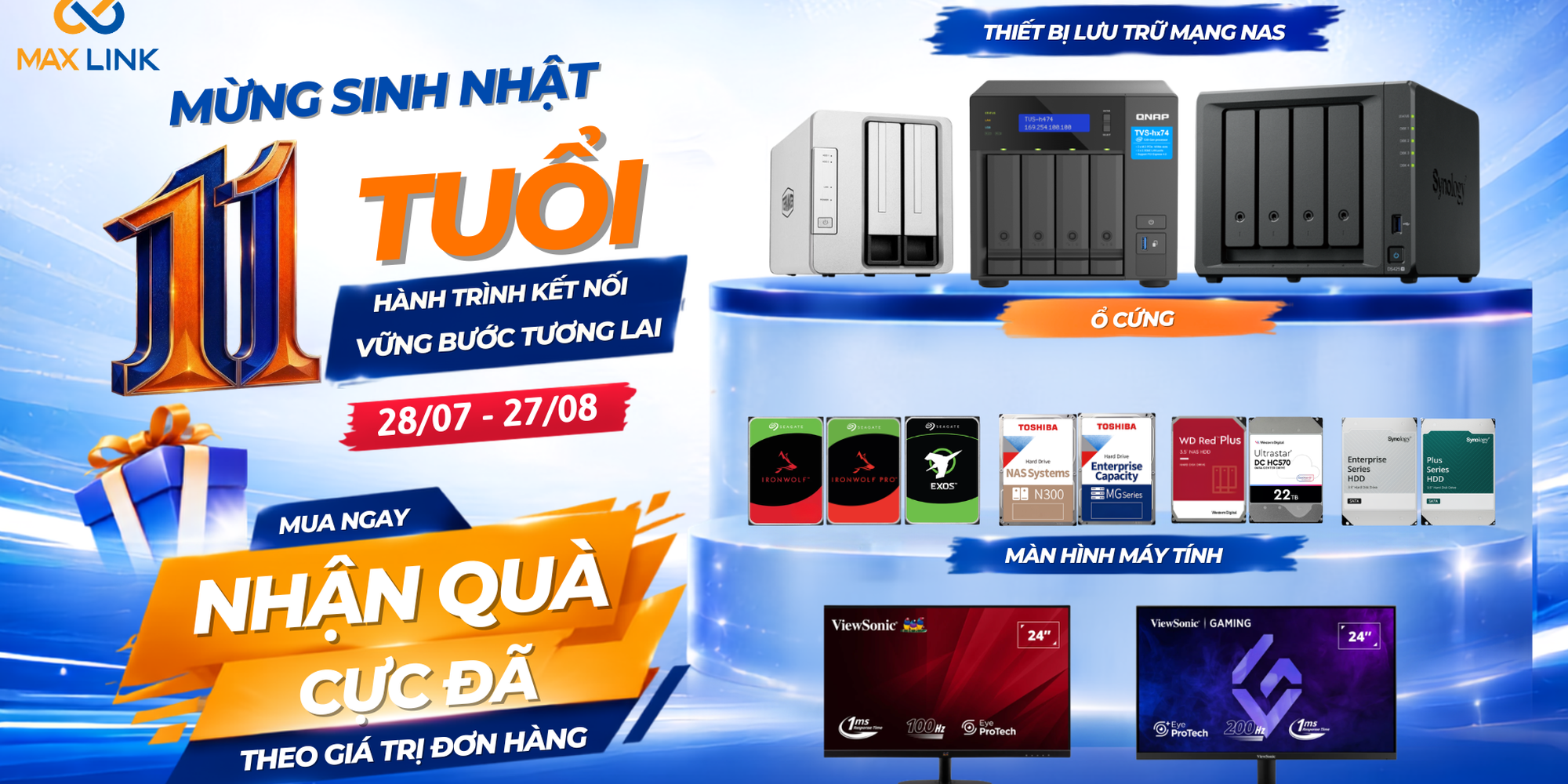 MỪNG SINH NHẬT MAXLINK 11 TUỔI – MUA NGAY NHẬN QUÀ CỰC ĐÃ THEO GIÁ TRỊ ĐƠN HÀNG