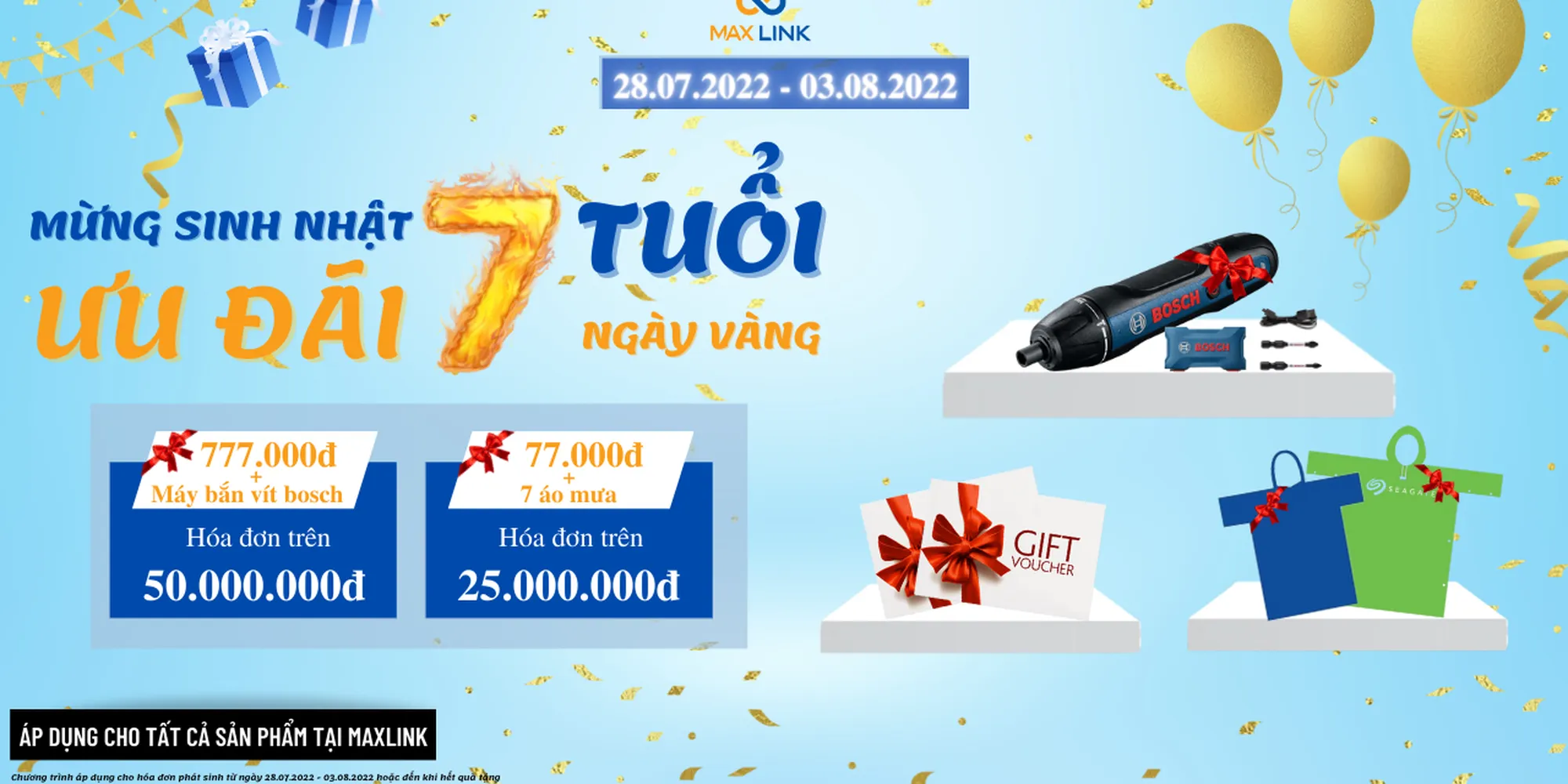 CHƯƠNG TRÌNH MỪNG SINH NHẬT 7 TUỔI - ƯU ĐÃI 7 NGÀY VÀNG