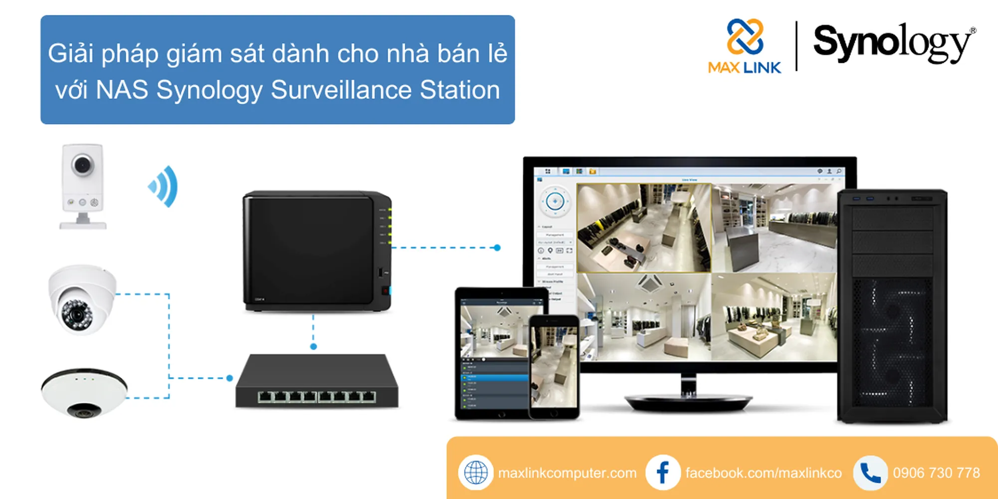 Giải pháp giám sát dành cho nhà bán lẻ với NAS Synology Surveillance Station