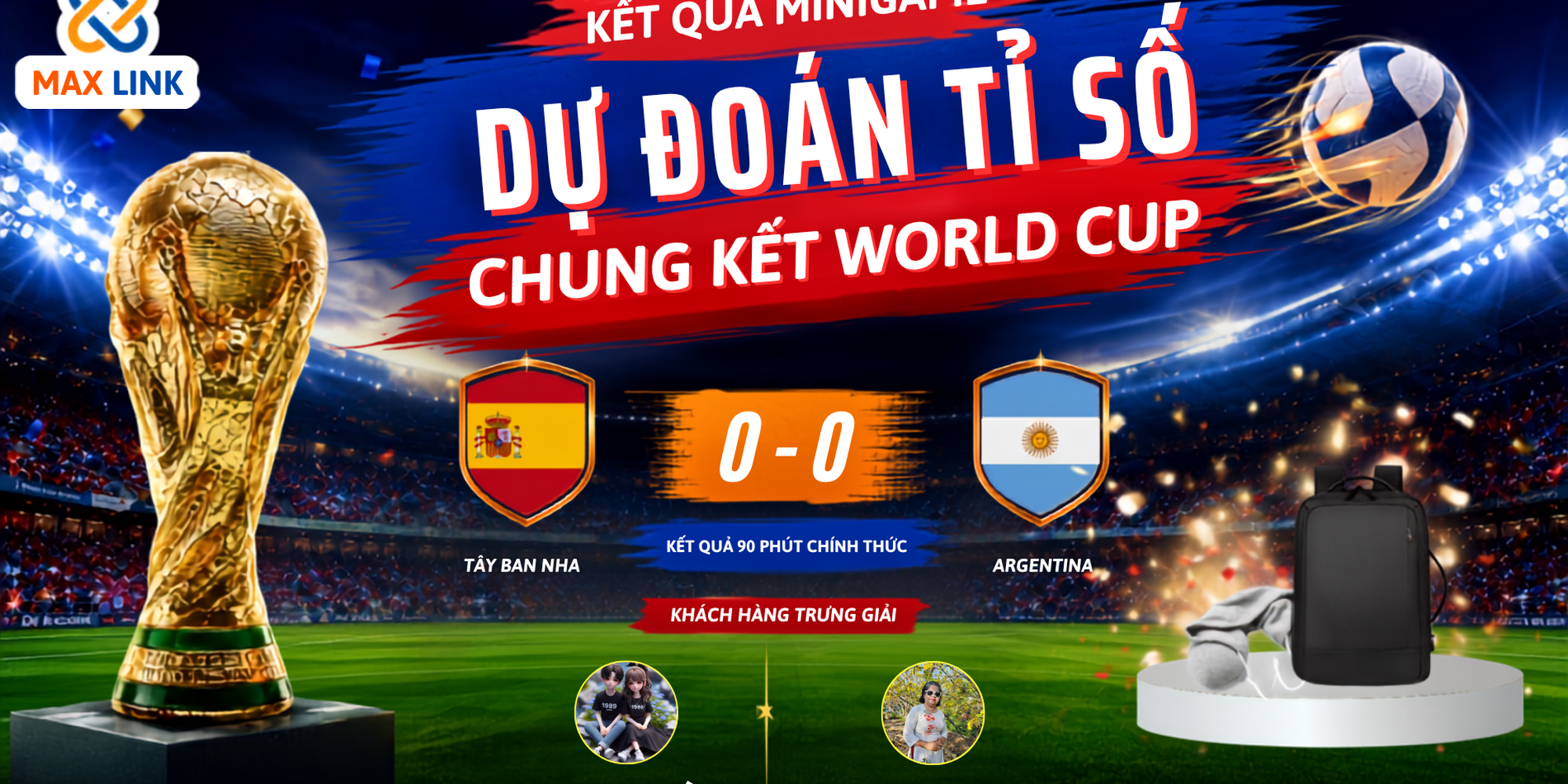 KẾT QUẢ MINIGAME DỰ ĐOÁN TỈ SỐ CHUNG KẾT WORLD CUP